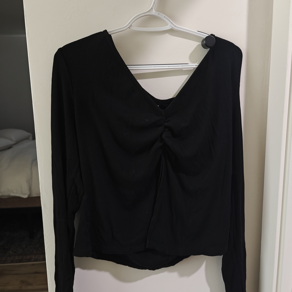 SHEIN Black Ruched Blouse